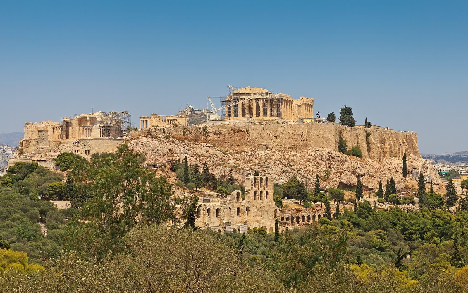 View across Athens to the Acropolis from Philopappos Hill